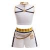 Children's Two Piece Cosplay Outfit Set Jacket and Shorts with Decorative Chains and Shoulder Armor for Performance and Role Play