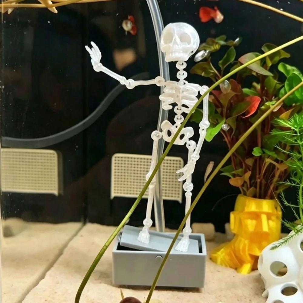 3D-печатный танцующий скелет, аквариумный аэратор, работающий от воздуха, с воздушной трубкой, аквариум, танцующий череп, украшение, готический пластиковый скелет