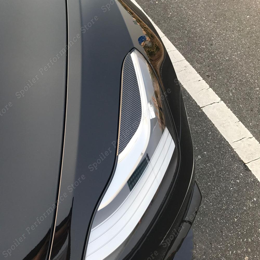 2 шт. Черные Глянцевые Накладки на Фары 'Злой Глаз' Для Tesla Model 3 2017-2021 2022 Автомобильные Аксессуары Крышка Накладки на Веки Фары Пластик ABS
