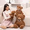 Kawaii Bow Tie Bear Doll Plush Toy Brown Hug Pillow for Home Living Room Bedroom Birthday Gift Soft Stuffed Bear