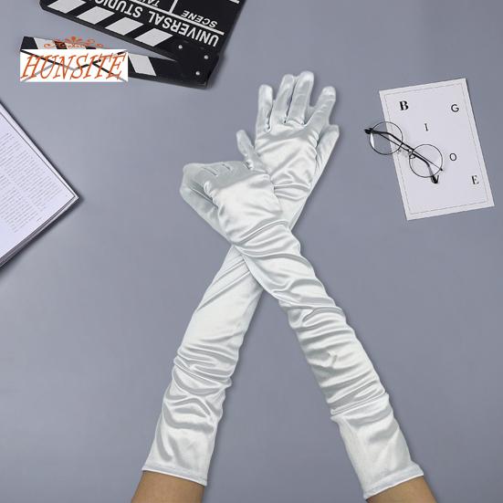 1 пара длинных перчаток, однотонные, супер мягкие, эластичные, устойчивые к выцветанию, женские перчатки для свадебной вечеринки, женские варежки, товары для вечеринок