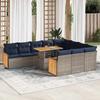VidaXL 11-piece Garden Sofa Set and Cushions Rattan Acacia 3327764