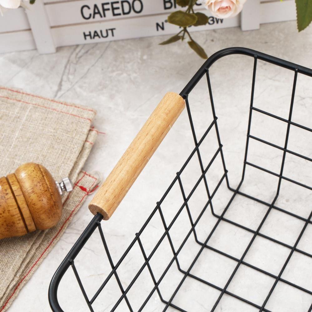 Металлическая железная проволочная корзина прямоугольная контейнер для мелочей настольная корзина для хранения для ванной комнаты кухни