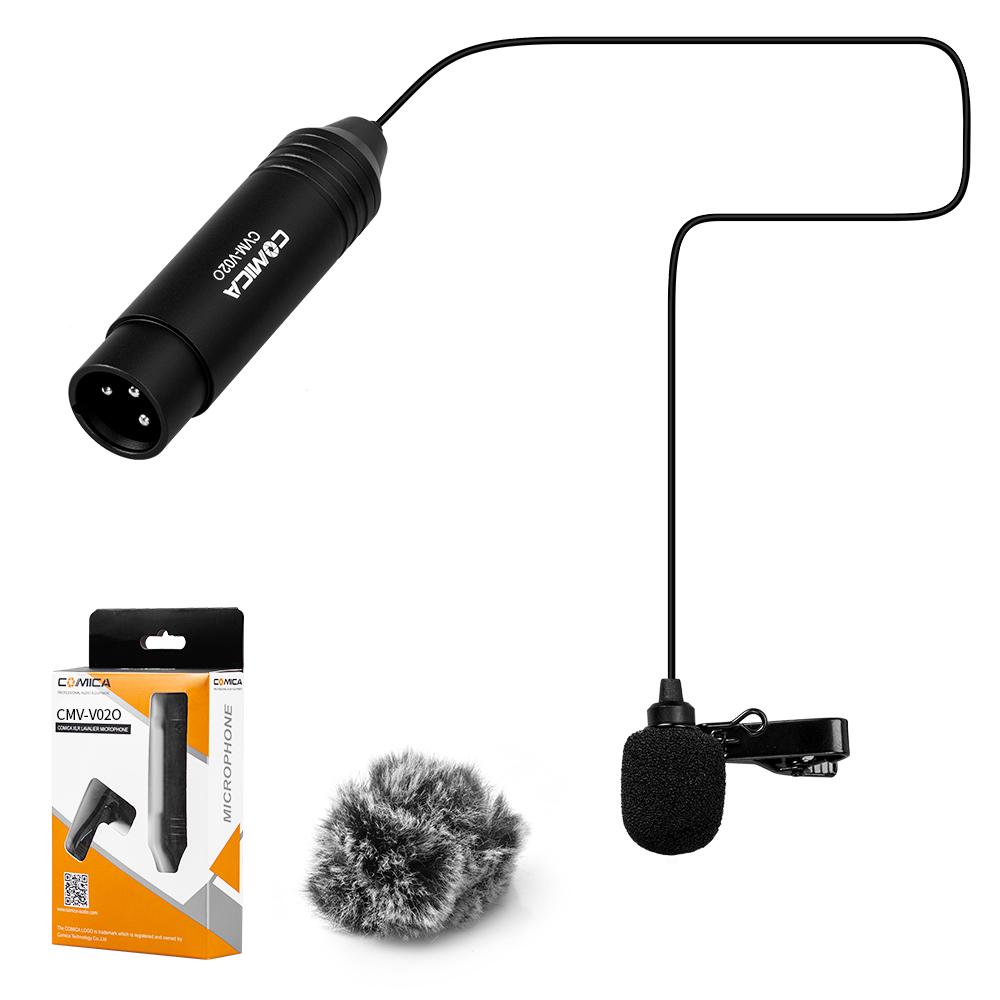 COMICA CVM-V02O Omnidirectional XLR Lavalier Microphone Phantom Power Lapel Mic for Canon Sony Panasonic Camcorders Recording