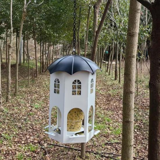 Metal Bird Feeder with Lights Squirrel Resistant Hummingbird Feeder Waterproof Hanging Feeding Station for Home Patio Garden Birds