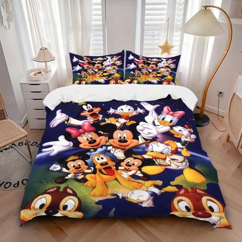 3pcs Disney Classic Characters Quilt Cover Set (1 Quilt Cover + 2 Pillowcases Without Pillow Core), High-Definition Printing for Home and Do