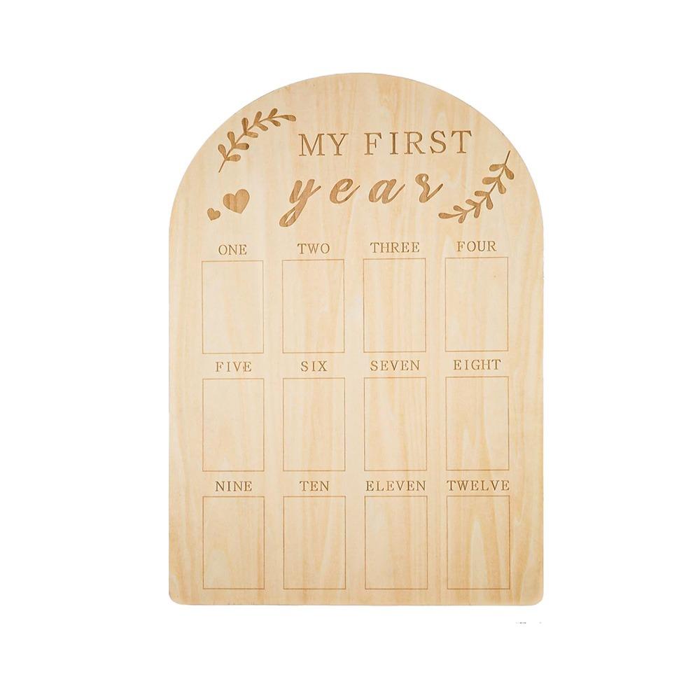 Bear/Egg/Door Shape Baby Milestone-Photo Frame Wood Newborn Growth Record Album Room Decor