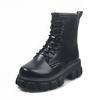 Botas/женские мотоциклетные ботильоны на танкетке, женские весенние черные кожаные оксфорды на платформе со шнуровкой, женские Botas Mujer
