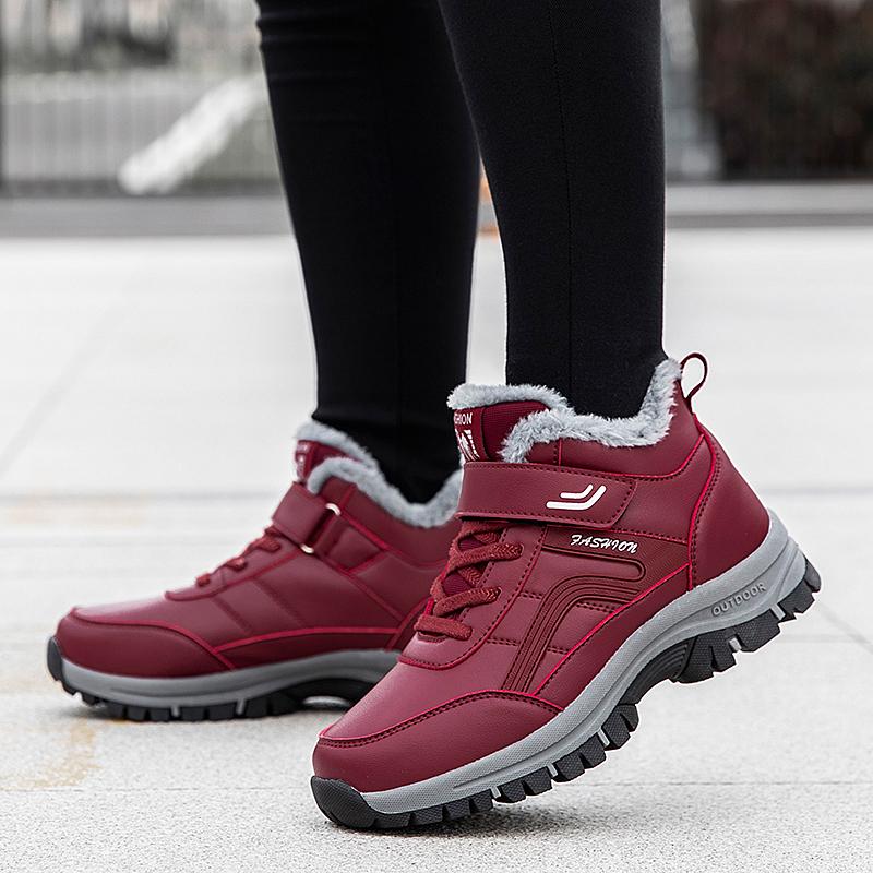 35-45 Зимние высокие хлопковые ботинки для пожилых людей Водонепроницаемые и теплые кожаные туфли для родителей Кроссовки для походов Кроссовки для походов