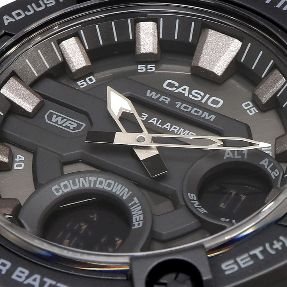 Casio World Time Telememo Analog Digital Quartz Watch AEQ-120W-1BV Men's Black Reverse LCD Overseas Model