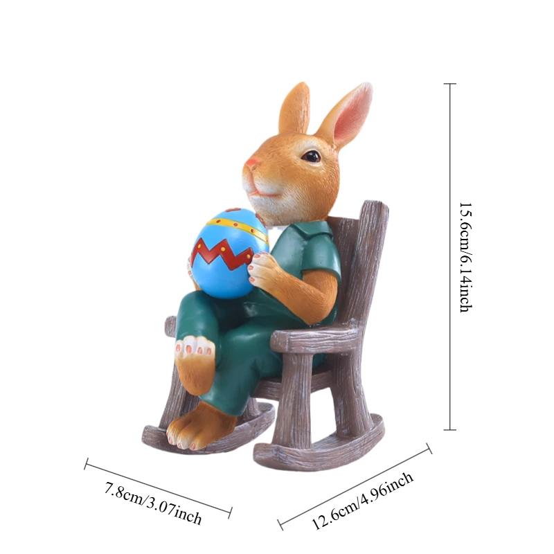 Пасхальный кролик скульптуры обнимающие морковь/фигурки яиц настольные декоративные милые фигурки кроликов креативные фигурки кроликов для домашнего декора
