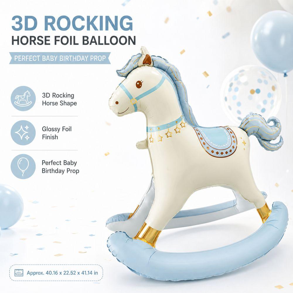 Korean Style Rocking Horse Balloon Rocking Horse Foil Horse Balloon 3D Horse Balloon  Baby Birthday