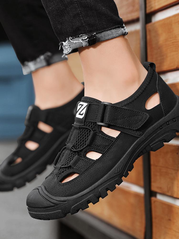 Outer Penetration Air Men's Sandals Wild Hollow Sandals Men Summer Wear-resistant Non-slip Toe Cap