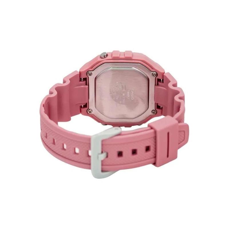 Casio Серия DIGITAL - Квадратные Модные Водонепроницаемые Спортивные Кварцевые Часы с Резиновым Ремешком Японские и Корейские Часы Женские Часы Розовый Циферблат W-218HC-4AV