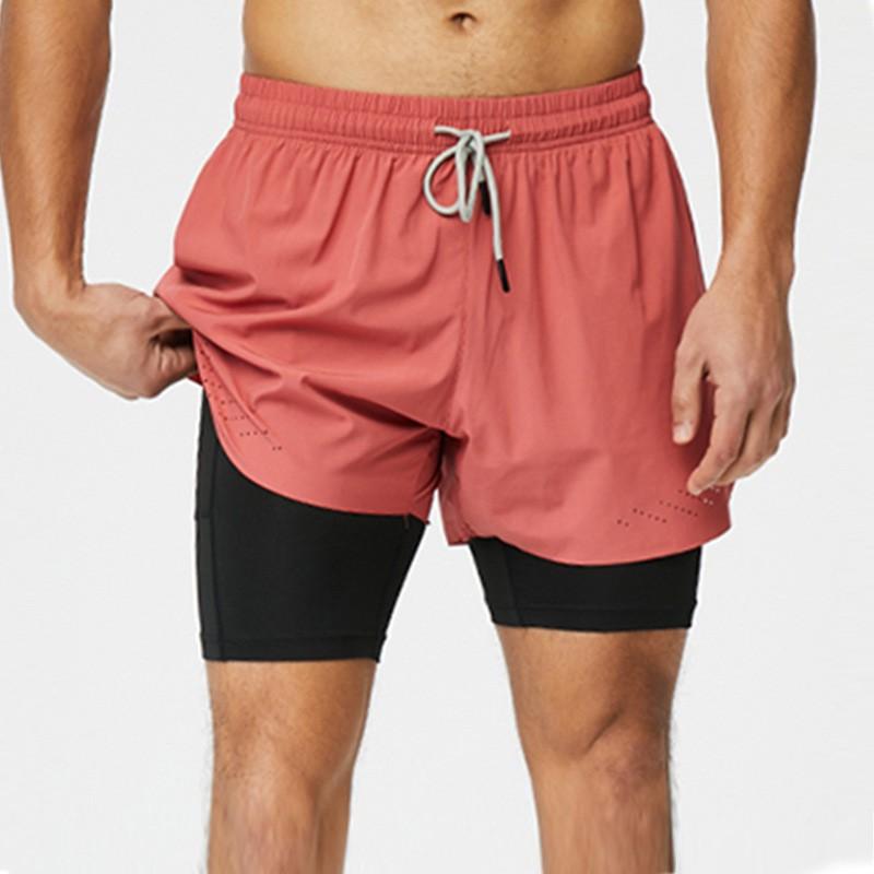 Men Women Running Shorts With Inner Brief Quick Dry Breathable 3/4 Length Sports Fitness Pants Marathon Gym Tennis