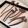 Деревянная палочка для волос из кошачьей шерсти, изысканная шпилька в китайском стиле, аксессуары для волос для девочек