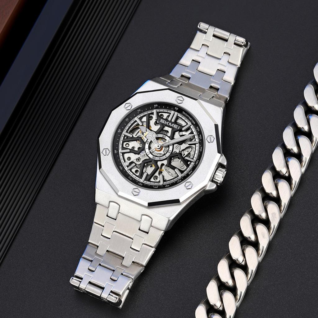 Mechanical Sport Design Bezel Fashion Watch Mens Watches New Montre Homme Clock Men Automatic Skeleton