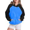 Женские толстовки с капюшоном, пуловер, цветной блок, свободный свитшот, повседневный, легкий, милый, с карманом