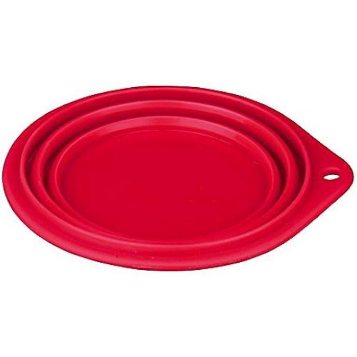 Ecuelle de voyage - TRIXIE - Modèle pliable en silicone - 0.5 L - Ø14 CM - Rouge