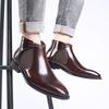 Plus Size Versatile Slip-On Leather Ankle Boots - Vintage Non-Slip Chelsea High-Tops