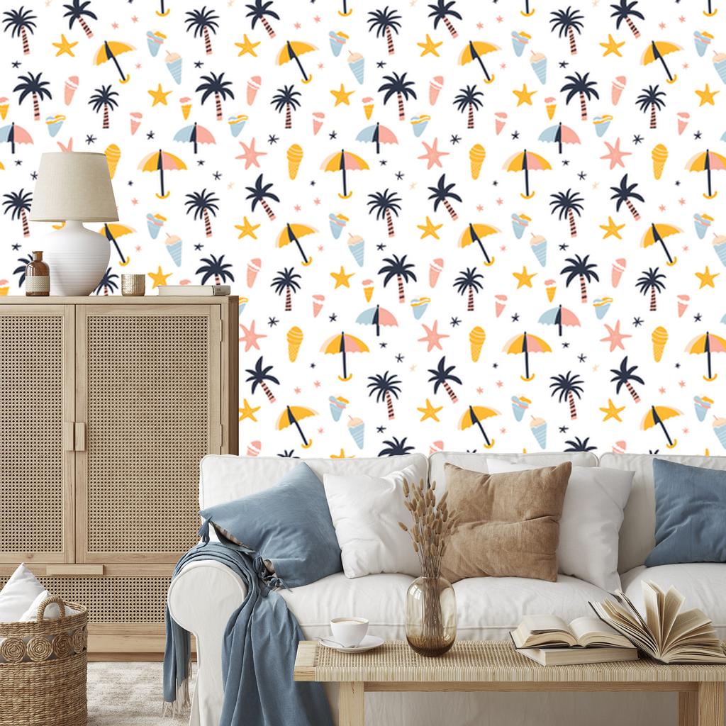 Summer White Wallpaper for Living Room and Bedroom 50x1000