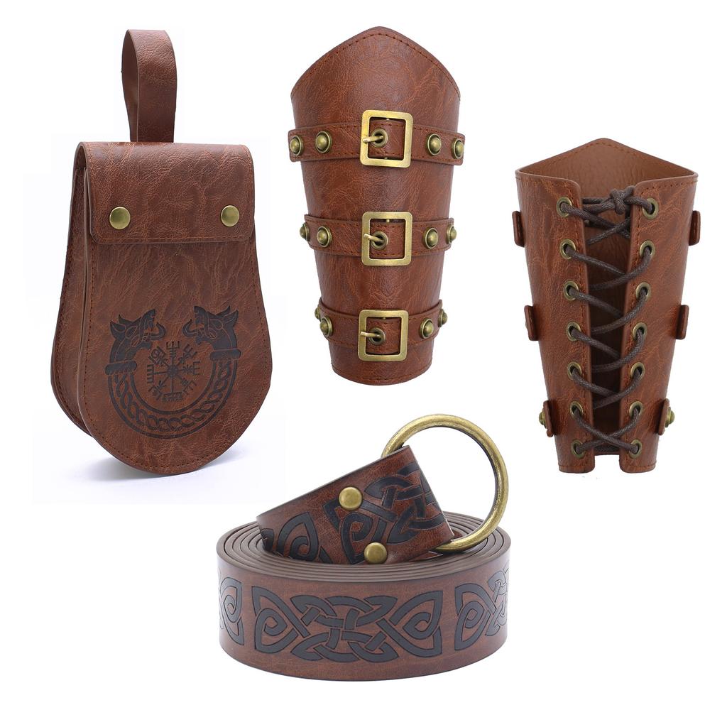 Medieval Knight Pu Belt Viking Vintage Bag Bag Halloween Cosplay Costume Dress Up Props