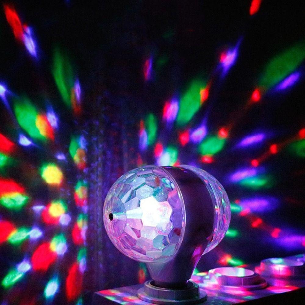 Auto Rotating Crystal Strobe RGB Lamp Dual Head DJ Stage Lamp Bulb Disco Lights  Birthday