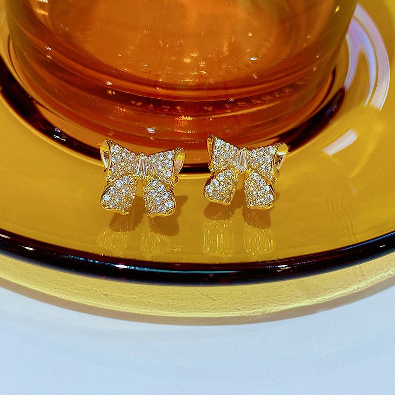 Exquisite S925 Sterling Silver Christmas Bell Bow Earrings