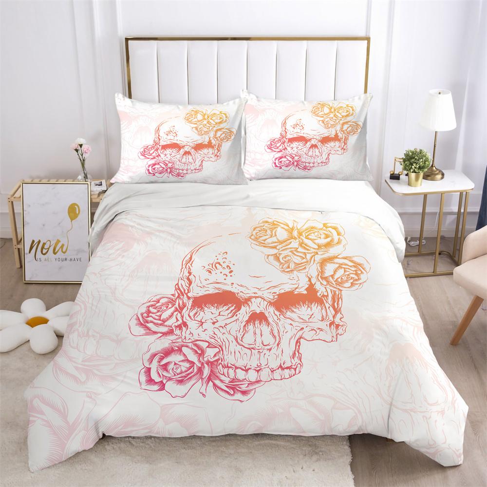3D Skull Printing Bed Cover King Size Polyester Bed Clothes Design Soft High Ranking Home Bedclothes