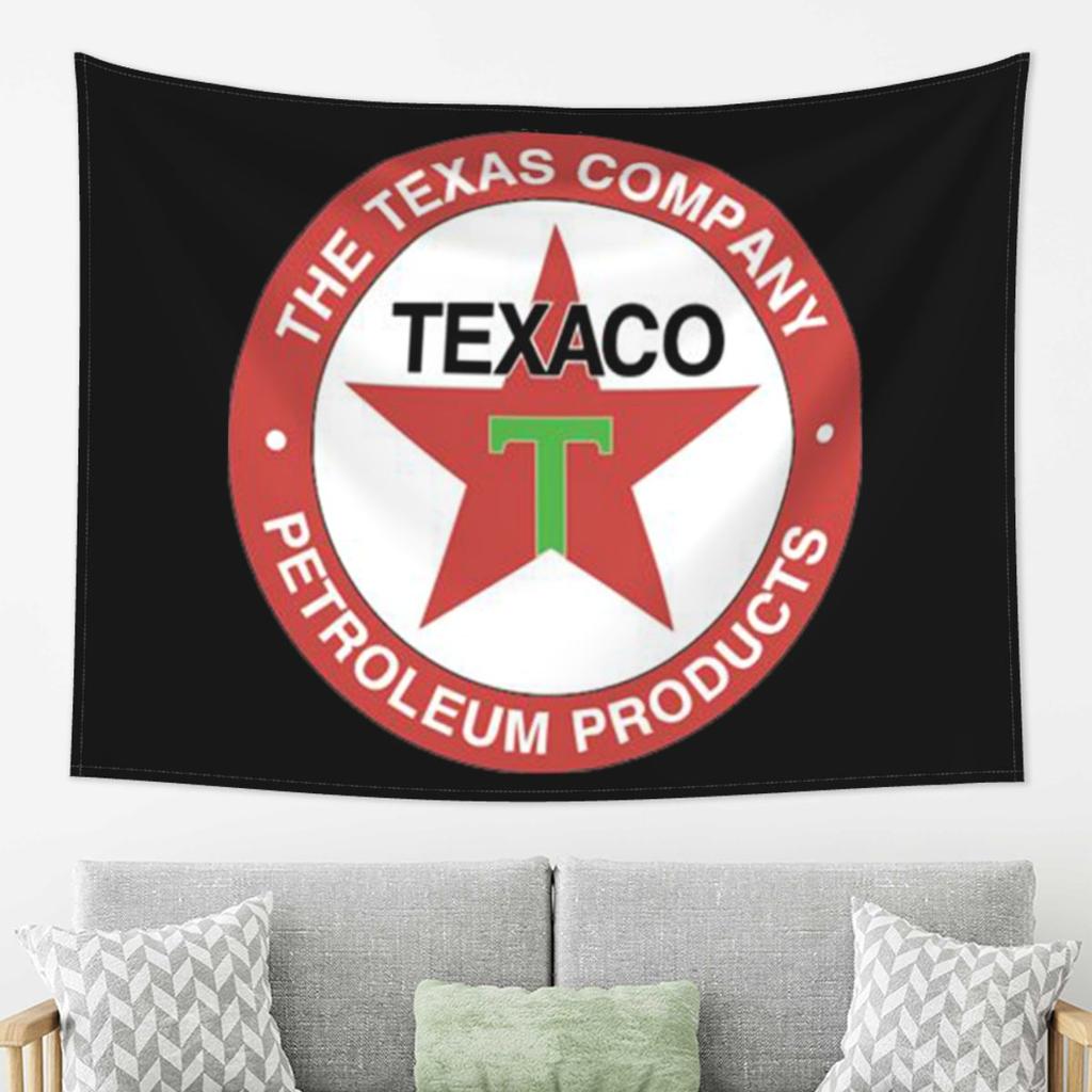 Vintage Texaco Logo Tapestry Wall Hanging Aesthetic Home Decor Tapestries for Living Room Bedroom