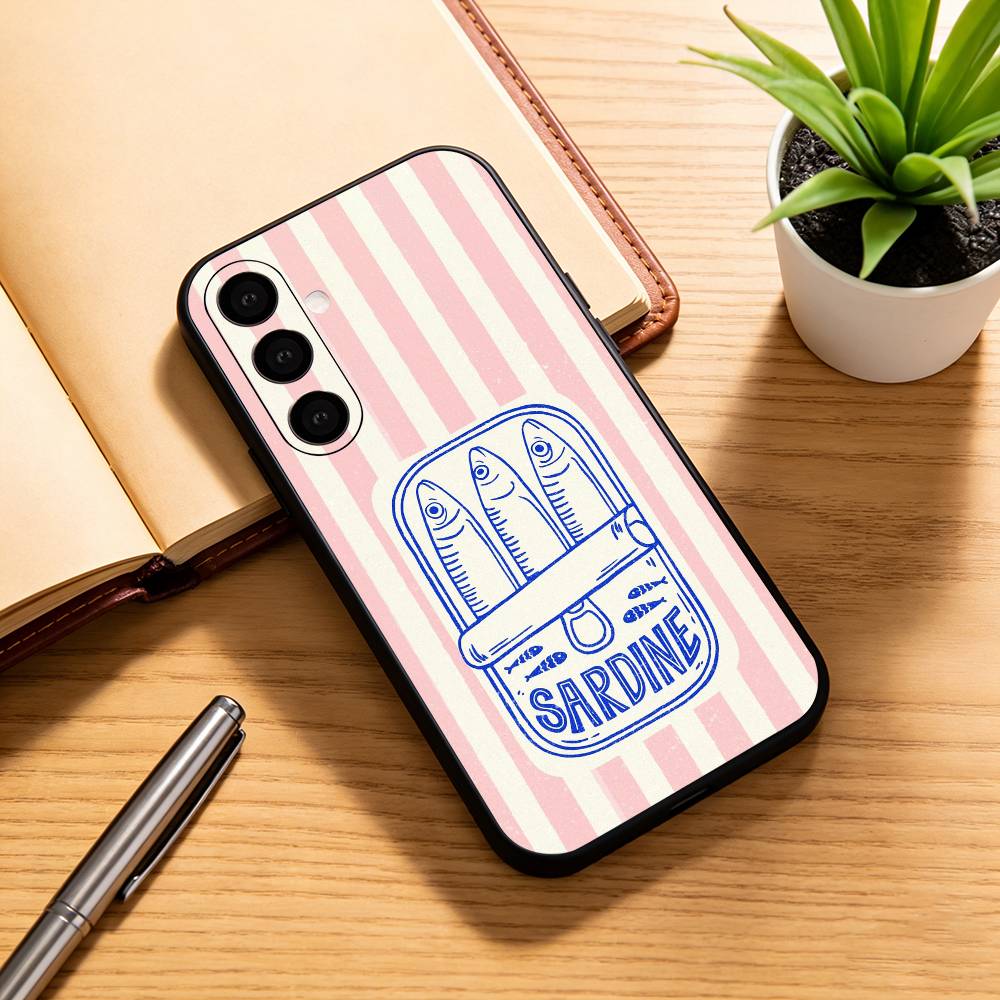 Чехол для телефона S-Sardines F-Fish Art для Samsung Galaxy A73,A72,A71,A70,A53,A52,A51, Мягкий силиконовый черный чехол