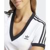 adidas Оригинальная узкая футболка с коротким рукавом и тремя полосками, V-образным вырезом, женские топы, белый цвет IR8114