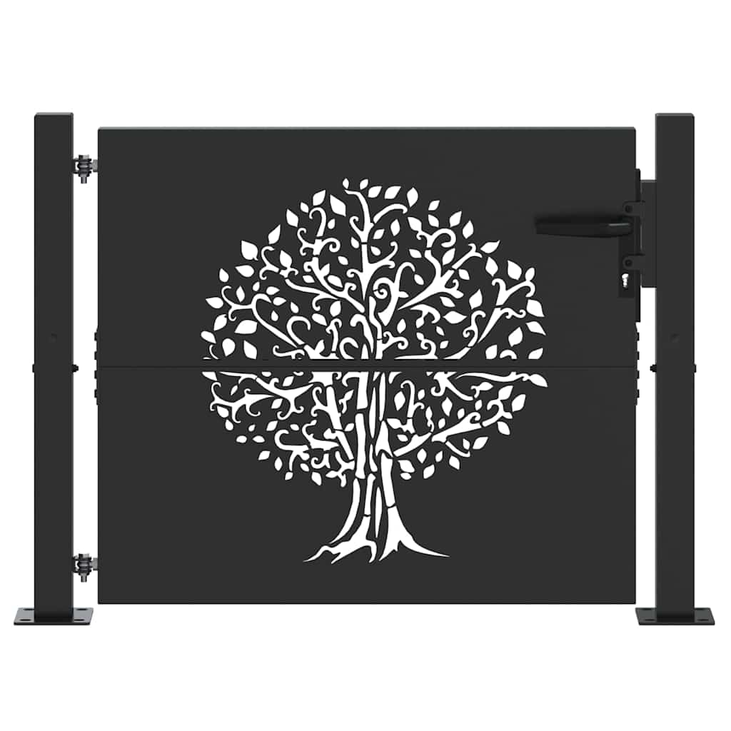 Garden Gate Black 110 x 105 cm Powder Coated Steel