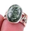 Natural Seraphinite Gemstone 925 Solid Silver Jewelry Two Tone Ring S.6.5US P7k57