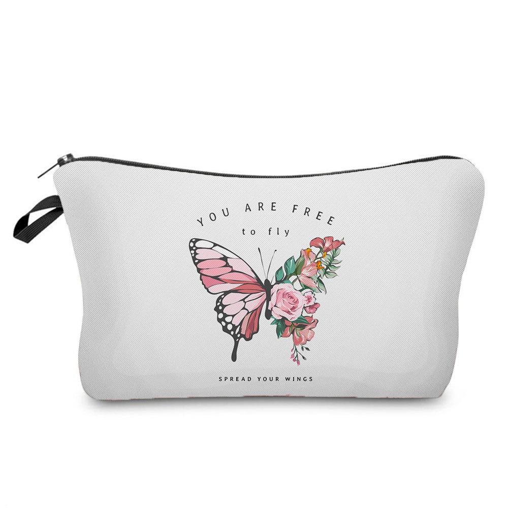 Women Butterfly Print Cosmetic Bag Toiletries Organize Travel Storage Case 6706