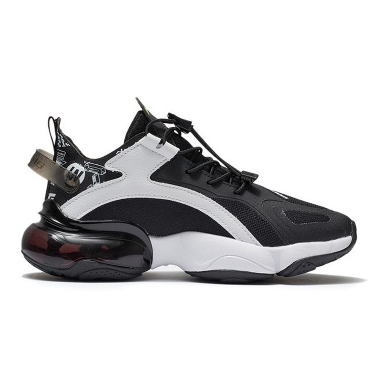 Li Ning Round Air Ultra Dimension Half Palm Air Cushion Shock Absorption Non-Slip Wear-Resistant Low-Top Running Shoes Kids Sneaker Black YKCS004-1