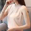 Fashion New Summer Sleeveless O-Neck White Chiffon Blouse Shirt Women Tops J396