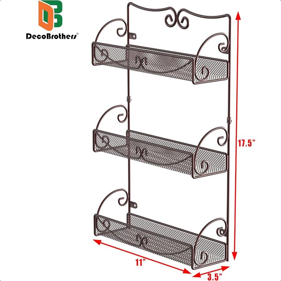 Трехуровневая настенная подвесная полка для специй, бронза