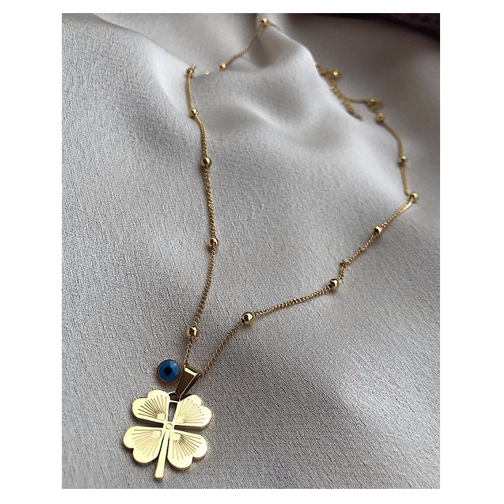 Золотое ожерелье с 4 листами клевера, позолоченное ожерелье, ювелирный аксессуар, подарок