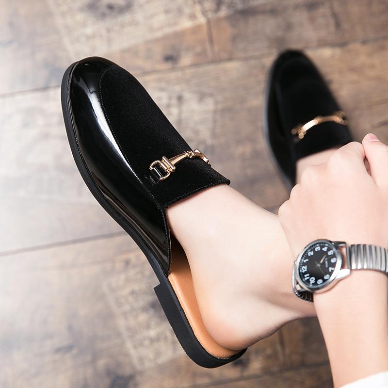 Модные тенденции Летние получешки Открытый рот Смеющийся Кожаные повседневные туфли Лоферы Тапочки Мужские шлепанцы Плоские сандалии парикмахера