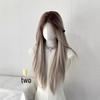 Азиатский длинный прямой парик на кружевной основе - Градиентное окрашивание, пробор посередине, полное покрытие головы, натуральный вид для женщин