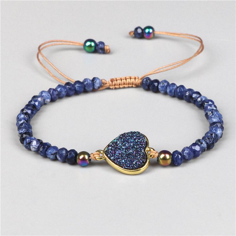 Ladies Bracelet Natural Stone Wheel Beads Friends Gift Crystal Cluster Adjustable Woven Starry Sky Moon And Heart Bracelet