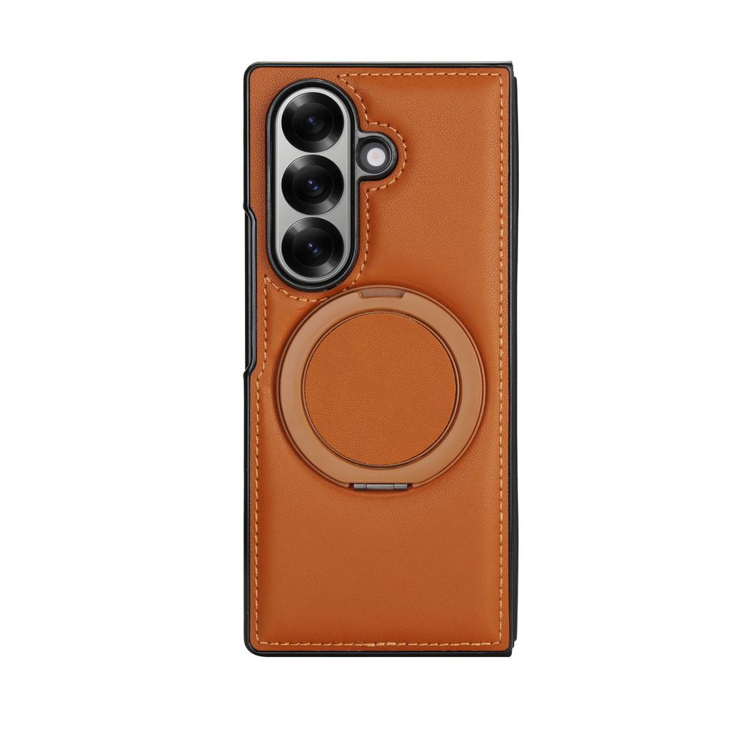 Luxury Business Sle Solid Color Leather Pattern Magnetic Stand Phone Case for Samsung Galaxy Z Fold 7 6 5 4 3 Protection Cover