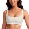 CRZ YOGA Sports Yoga Square Neck with Asian Butterluxe White Size M Bra, Bra, Camisole, Wireless, Cups, Quick-Drying, Stretch, Fit, Apricot,