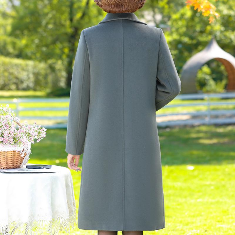 Middle Age Women's Wool & Blends Coats Winter Women's Jackets Elegant Loose Long Outerwears