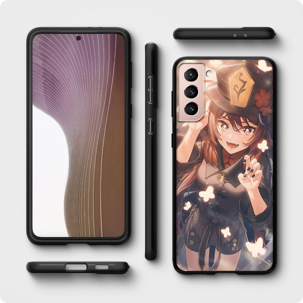 Чехол Genshin Impact Hu Tao для Samsung Galaxy S23 S21 S22 S20 FE S9 S10 S24 Ultra S10e S9 Plus, мягкий черный чехол из ТПУ для телефона, бампер