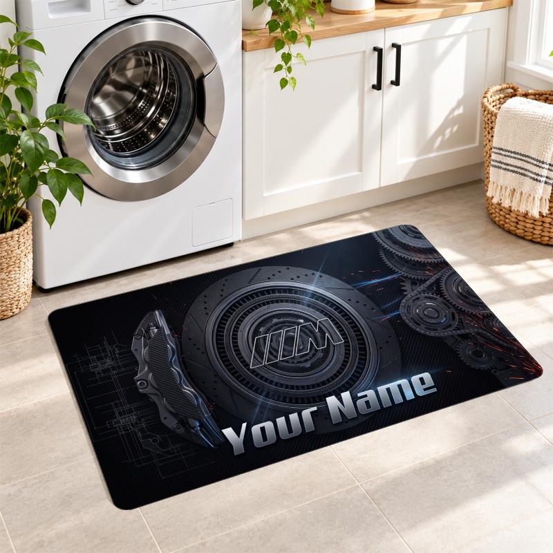 BMW M Custom Name Flannel Rug Kitchen Mat Non Slip Floor Carpet Personalized Home Decor