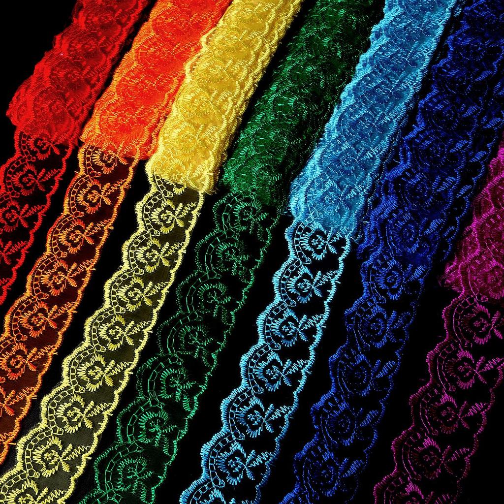 10yards/lot Multi-Color Lace Trim Fabric 40MM Embroidered Net Lace Trim For Sewing Decoration DIY Embroidered Lace Ribbon