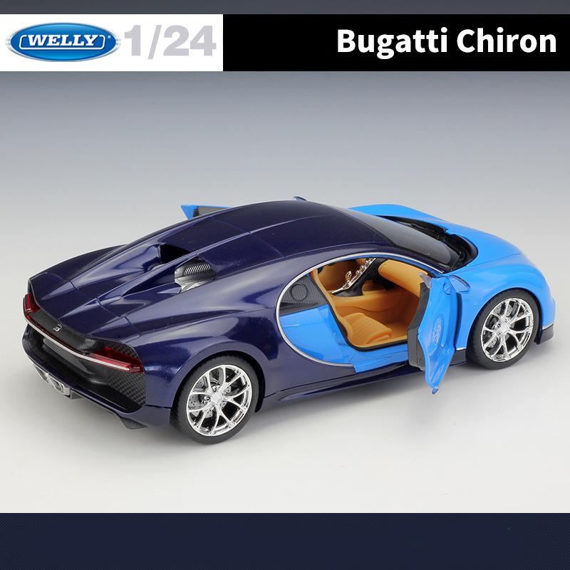 Масштаб 1/24 Welly Bugatti Chiron, модель автомобиля из сплава, литье под давлением, металлические игрушечные автомобили, модель автомобиля, коллекция высокой имитации, детские подарки