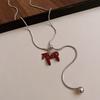 Длинное ожерелье-подвеска с лошадью, посеребренная Y-образная цепочка, винтажное эмалевое ожерелье-подвеска для женщин